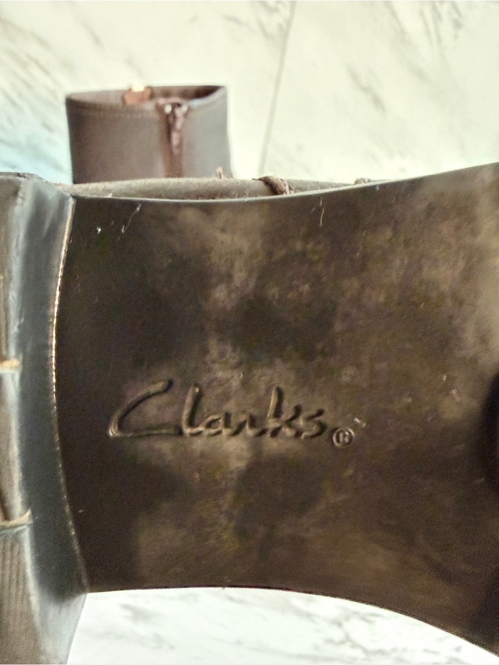 Clarks Brown Leather Harness Ankle Boots Buckle Zip Moto Booties Womens 9.5M - Picture 8 of 8